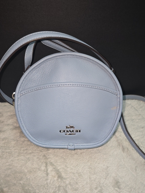 Coach Handbags - Coach Canten Round Pebble Leather Crossbody in Light Blue